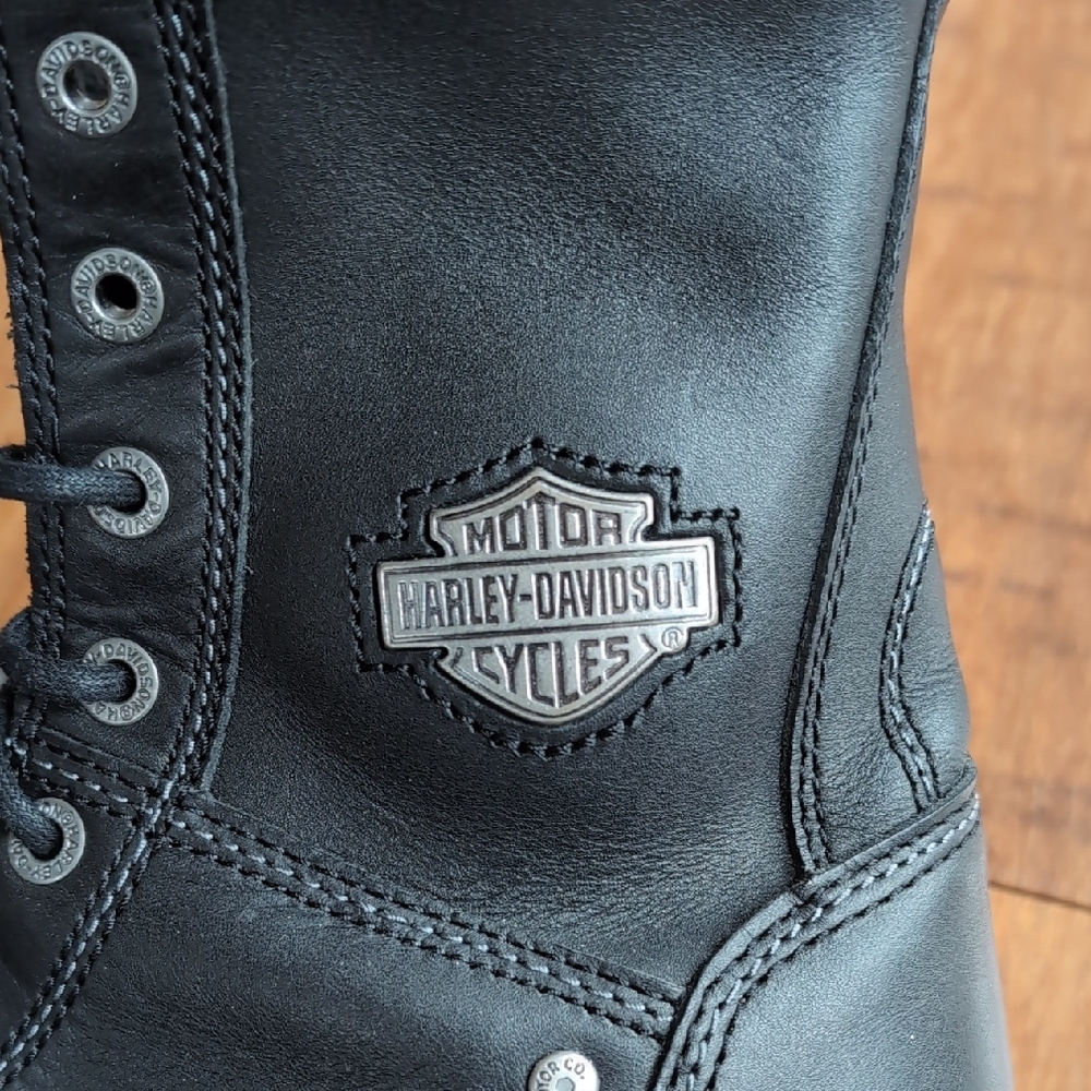 Harley-Davidson Black Leather Combat Boots - Picture 8 of 10